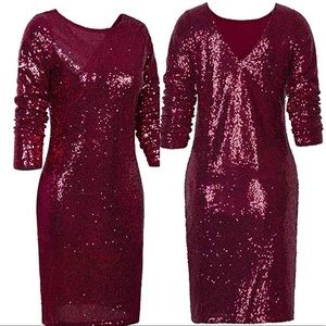DARK RED SEQUIN MINI COCKTAIL DRESS *NWT* ❤️